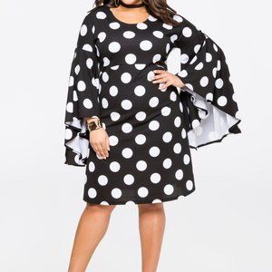 POLKA DOT BELL SLEEVE DRESS